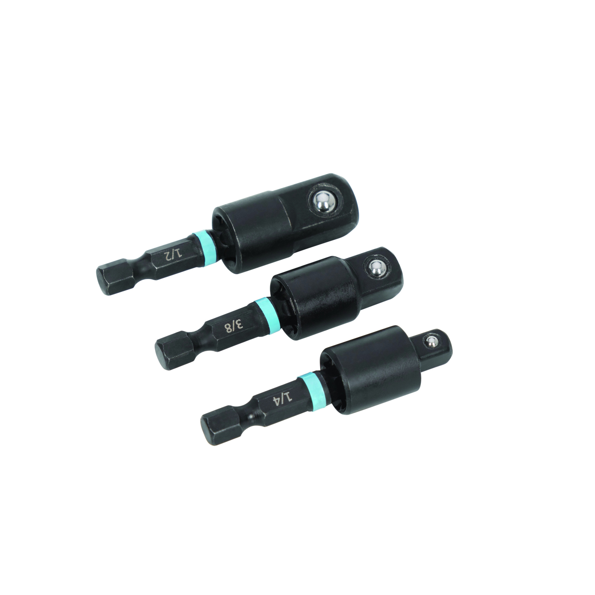 Spyder Swivel Joint Socket Adapter Set — 3-Piece, 1/4in., 3/8in. & 1/2in., Industrial-Grade Steel, Model# 19708